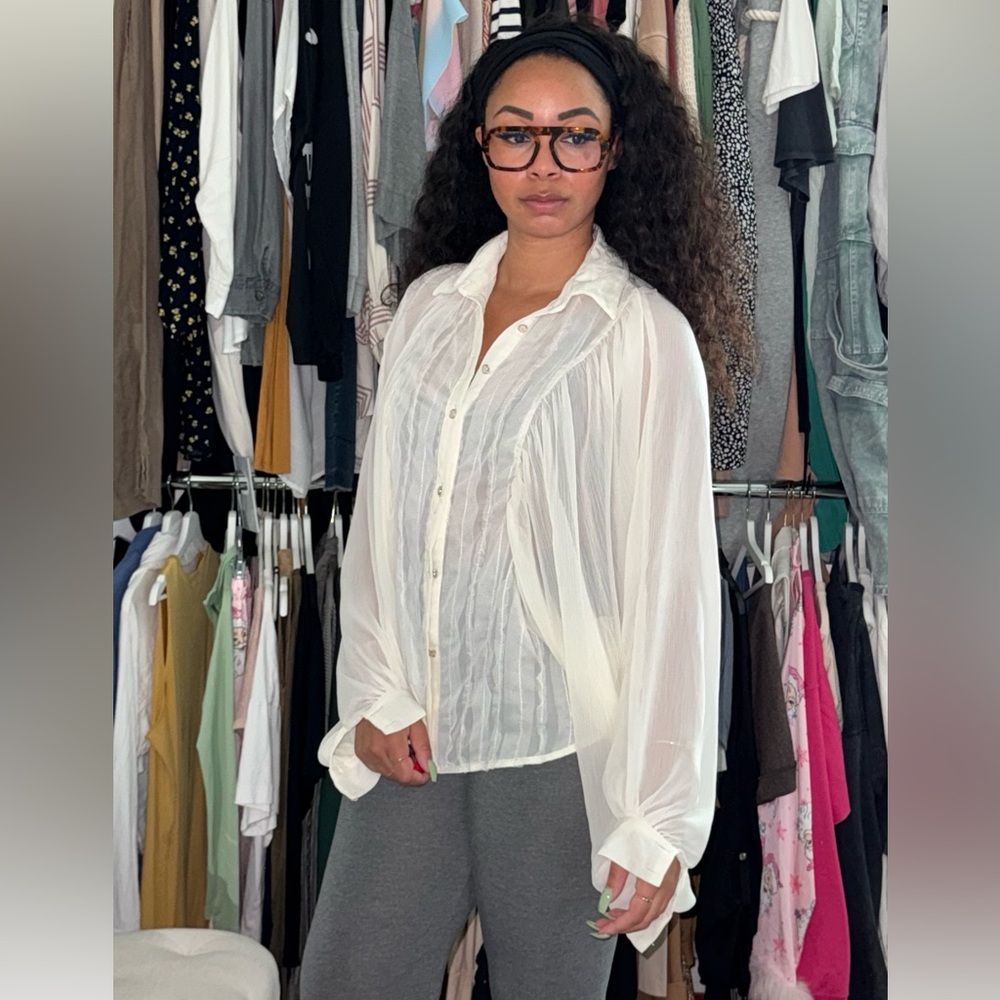 Elegant White Sheer Blouse
